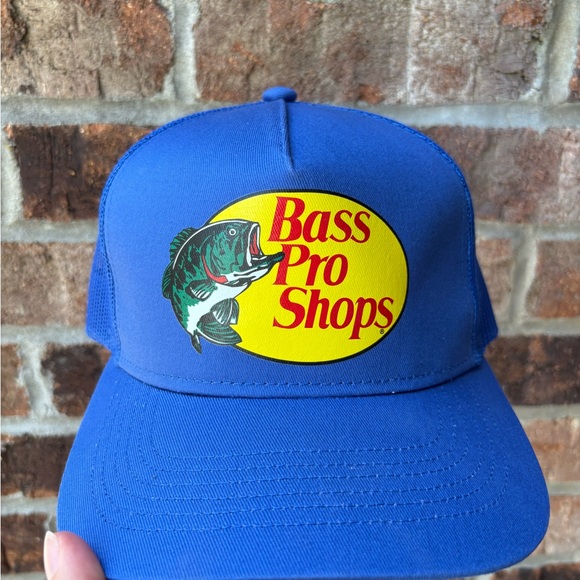 Bass Pro Shops Royal Blue Fishing Trucker Hat Cap - Picture 1 of 8